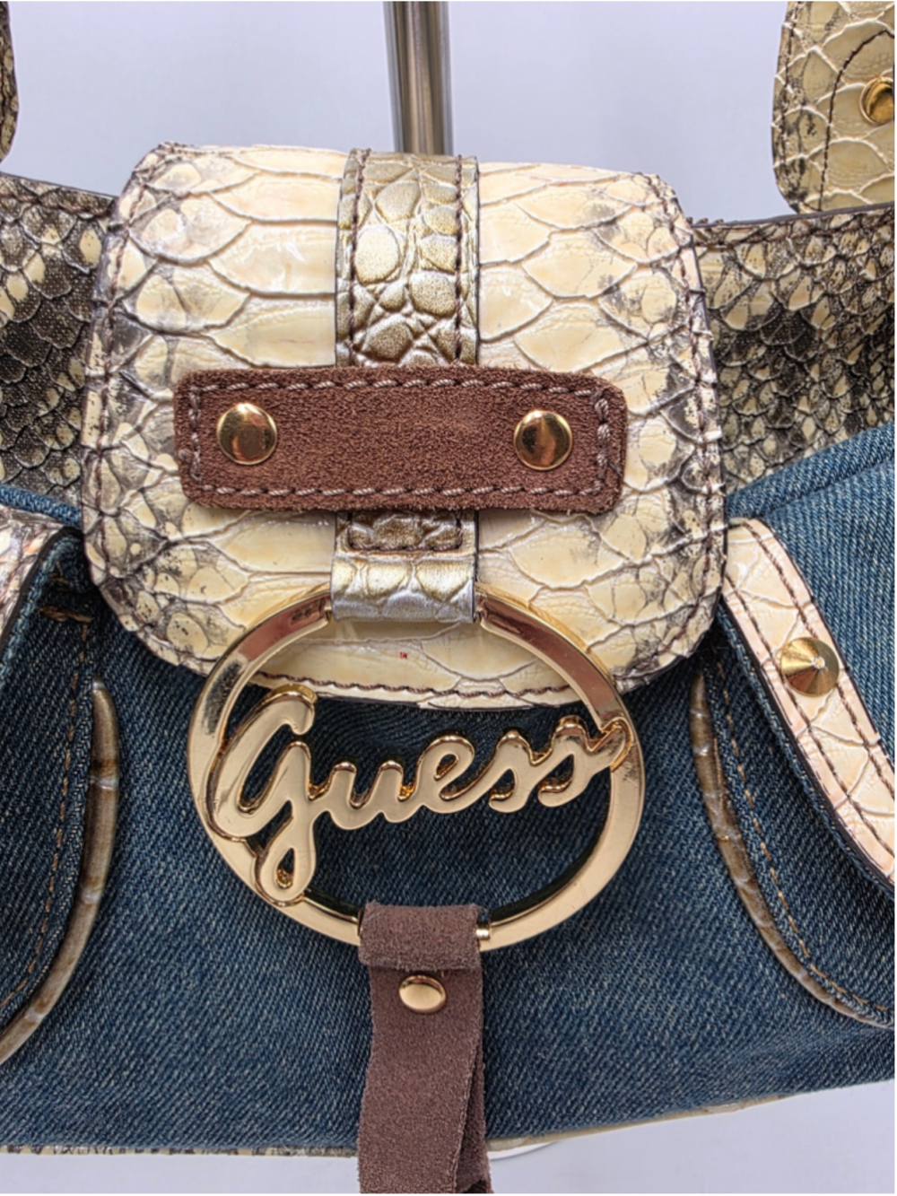 Authentic Vintage Guess Y2K Denim Shoulder Bag - Picture 9 of 16